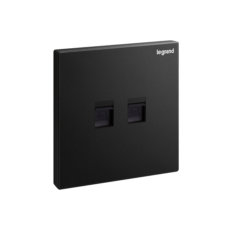LEGRAND - Double RJ45 Socket Outlet Galion, Cat. 6 UTP, 1 Gang, Matt Black