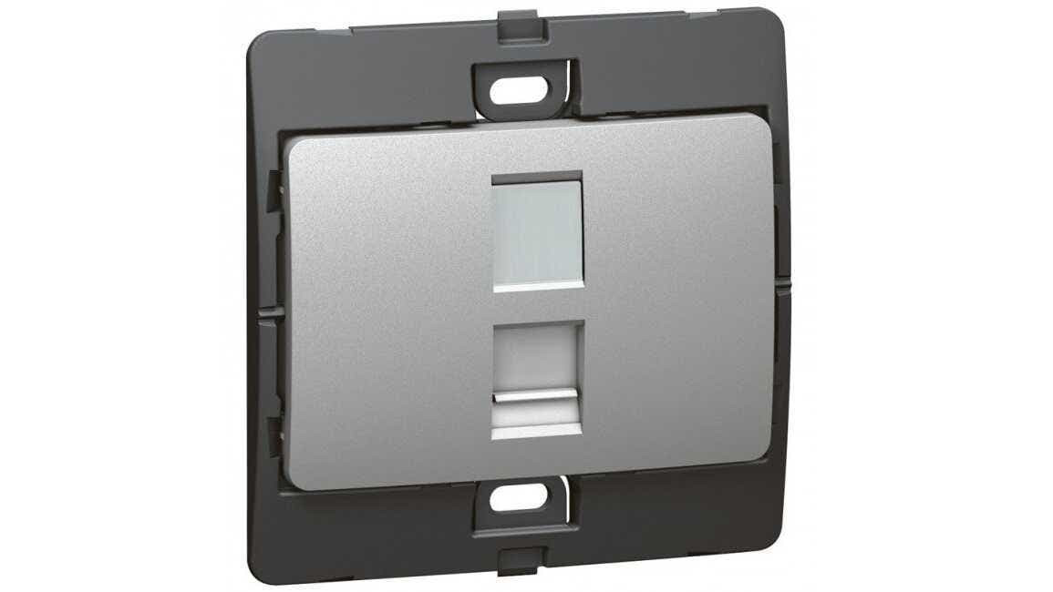 DISCONTINUED LEGRAND - Telephone Socket Mallia, RJ 11, 4 Contacts, Silver