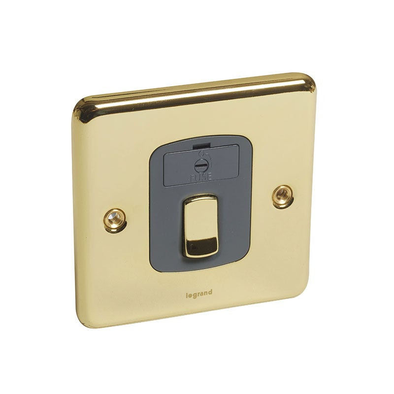 LEGRAND - Double Pole Fused Connection Unit Synergy Authentic, Switched, 13A, 250V~, without Cord Outlet, Glossy Gold