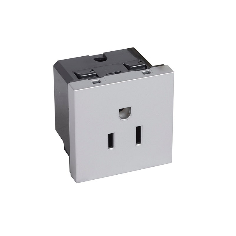 LEGRAND - Socket Outlet Arteor, US, 15A 127V, 2P+E, 2 Modules, Soft Aluminum
