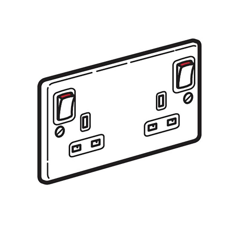 LEGRAND - Double Pole Socket Synergy Authentic, BS, 2 Gang, Switched, 13A, 250V, Inboard Rockers, Clean Earth, Polished Stainless Steel