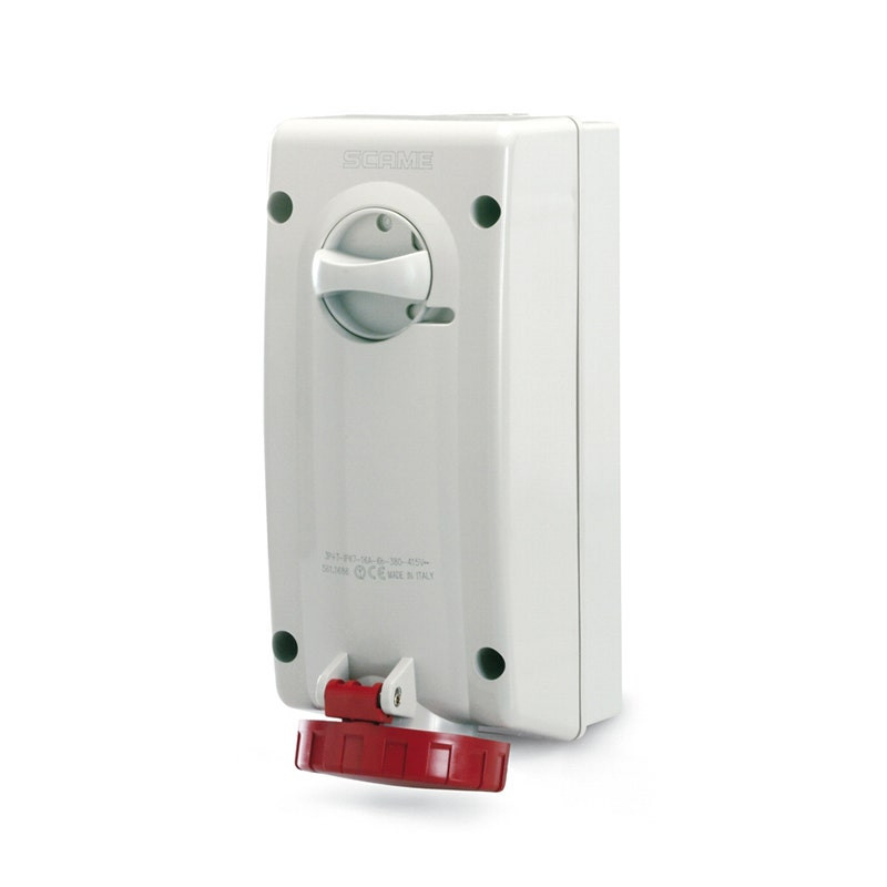 SCAME - Interlocked Socket, 32A, 3P + N + E, 6h, 346-415V, 60Hz, 50Hz, 106x240mm, Screw Terminals, with Mechanical Interlock