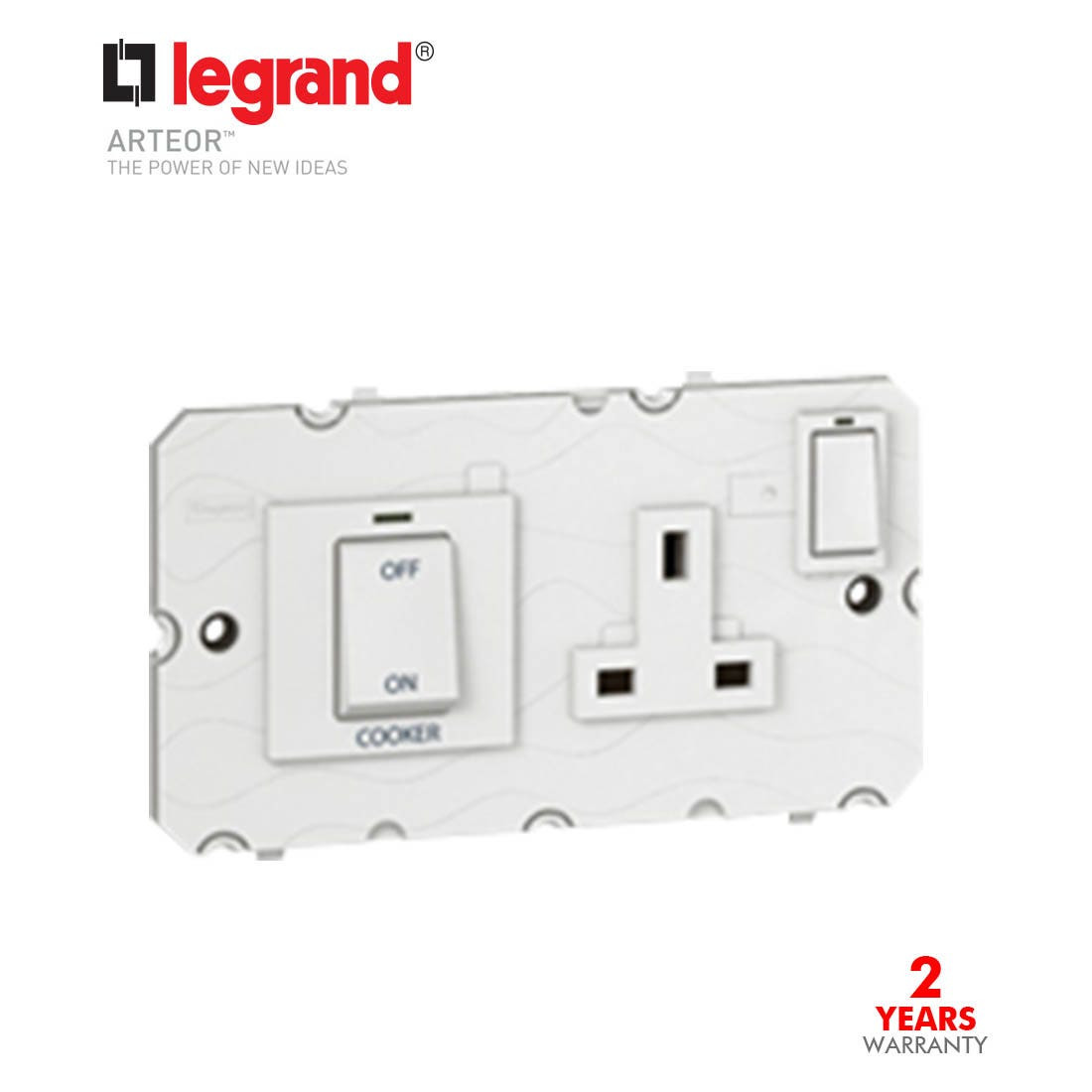 LEGRAND - Cooker Contrl Unit 45A 250V DP+13A Socket, White Arteor