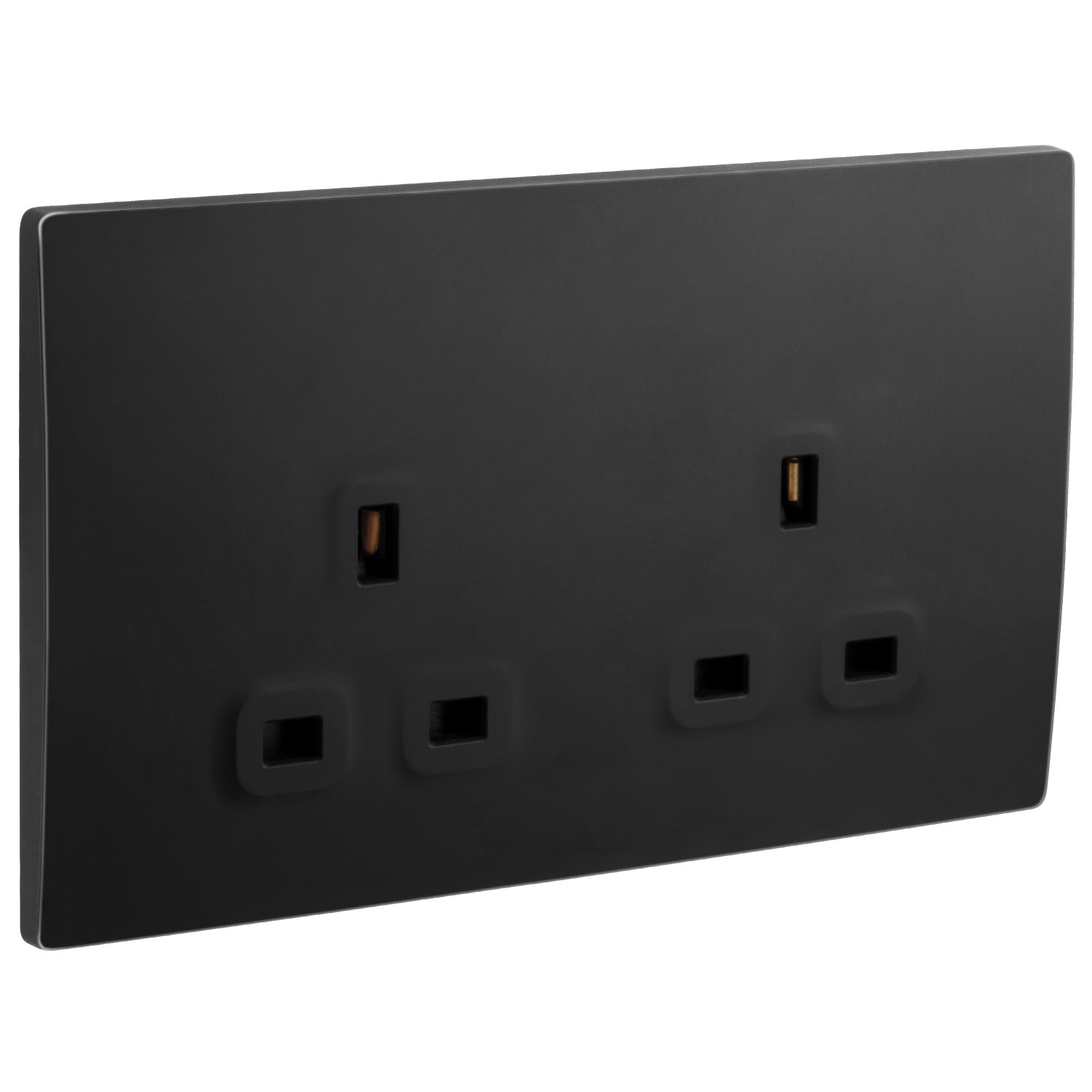 LEGRAND - British Standard Single Pole Socket Outlet Mallia, 2 Gang, Unswitched, 13 A, 250 V~, Matt Black