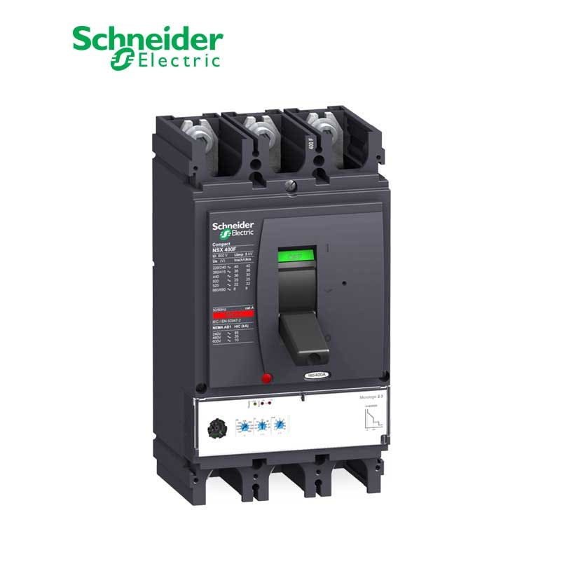 SCHNEIDER - MCCB Breaker, ComPact NSX400N, 50kA at 415 VAC, MicroLogic 2.3 Trip Unit 250A, 3P 3d