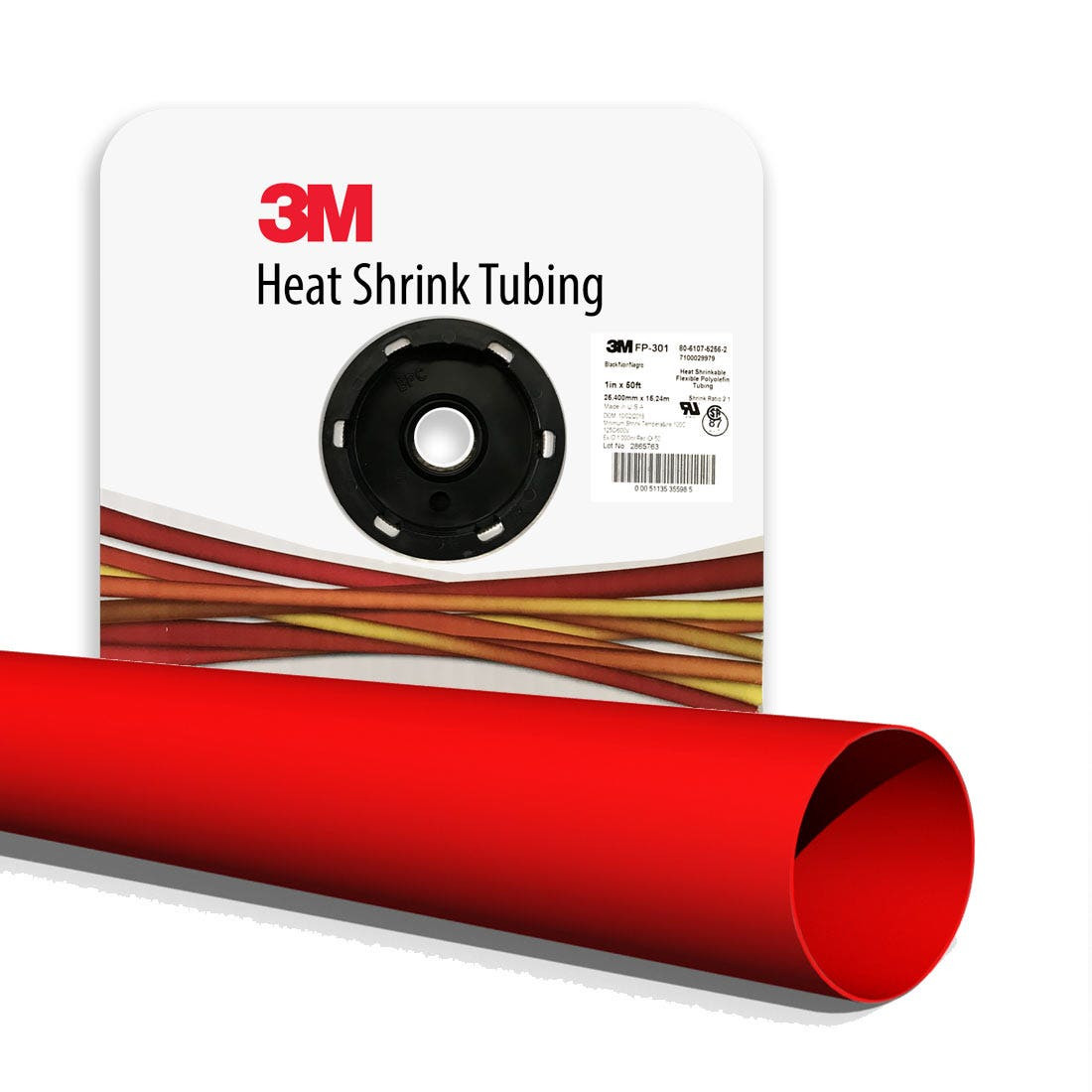 3M - Heat Shrink Thin-Wall Tubing, FP-301, 1/4 Inch x 100 Feet (30.48m) Spool, Red