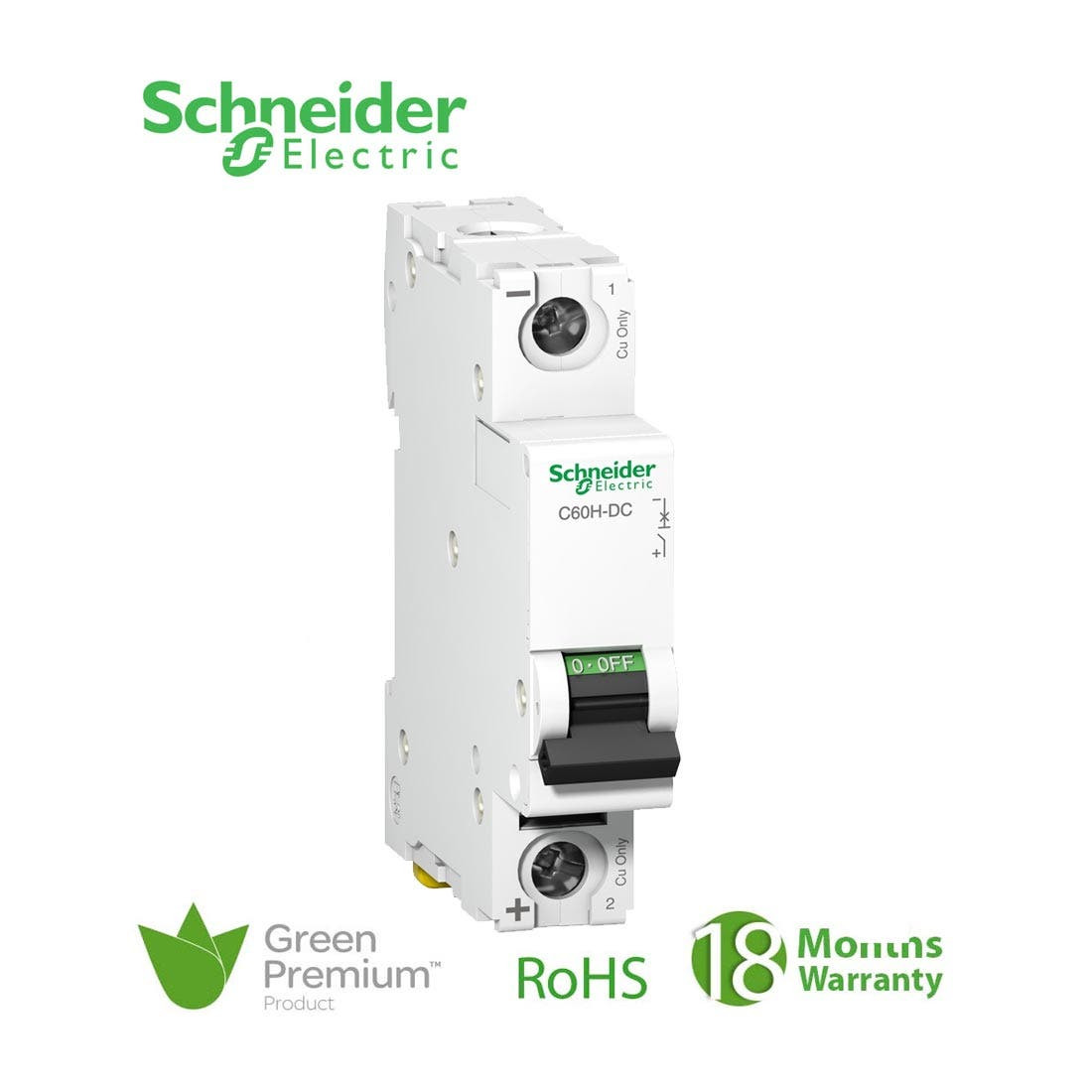 SCHNEIDER - MCB Breaker, Acti9 C60H, 1P, 10A, C curve