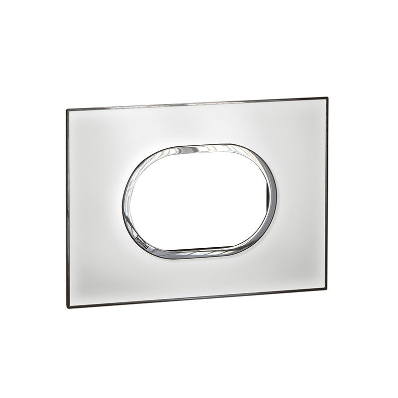 LEGRAND - Plate Arteor, Italian/US, 3 Modules, Round, 2"x4", Mirror White