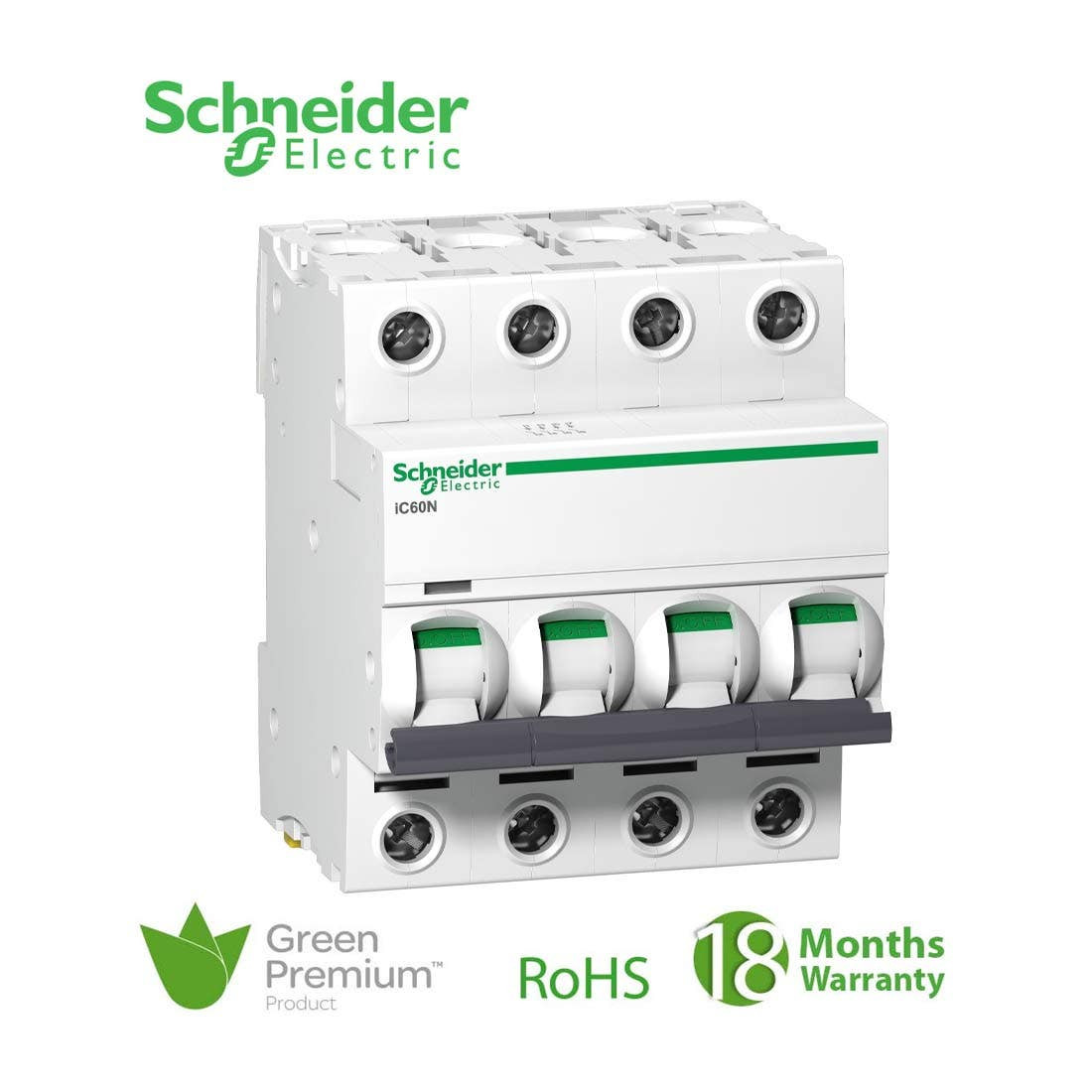 SCHNEIDER - MCB Breaker, Acti9 iC60N, 4P, 50A, D curve 