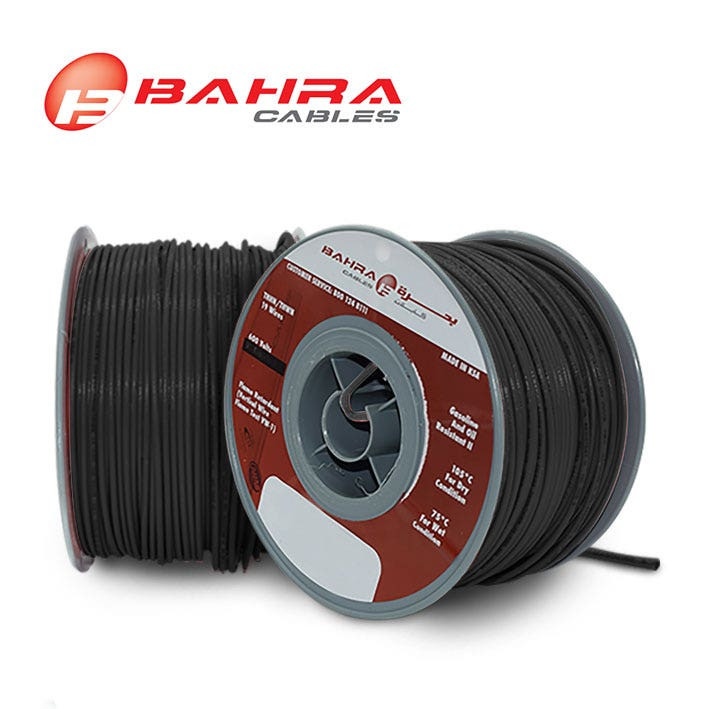 بحرة - سلك كهربائي نحاس - المواصفات الأمريكية - THHN - مقاس 14 AWG - أسود - 600 فولت - 152.44 متر