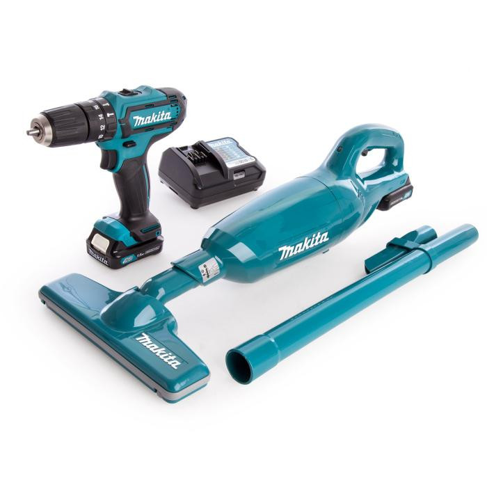 Cordless Combo Kit 10mm Hammer Drill And Stick Vacuum Cleaner 12 V