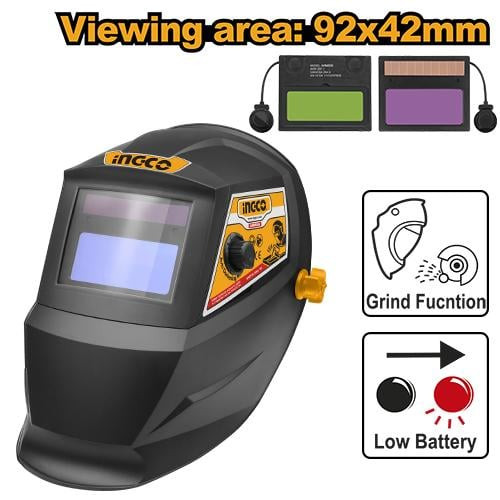 Auto-darkening welding helmet 92×42mm variable shade, 9 ~13خوذة لحام تعتيم تلقائي منطقة الرؤية 92 × 42 مم