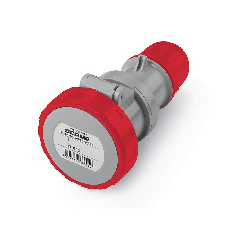 SCAME - Connector, 16A, 3P+E, 6h, IP66/IP67/IP69, 380-415V, 50Hz, 60Hz, Screw Terminals
