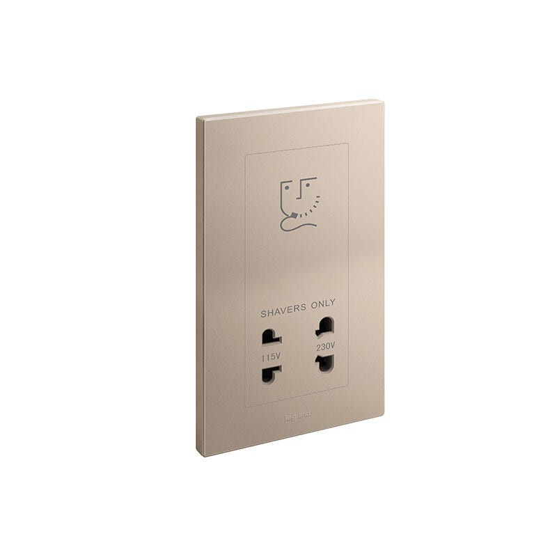 LEGRAND - Shaver Socket Outlet Galion, 2 Gangs, 2 Outputs, 110/230V, Rose Gold