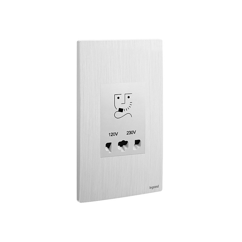 LEGRAND - Shaver Socket Outlet Mallia Senses, 2 Gang, 120/240V, Brushed Aluminium