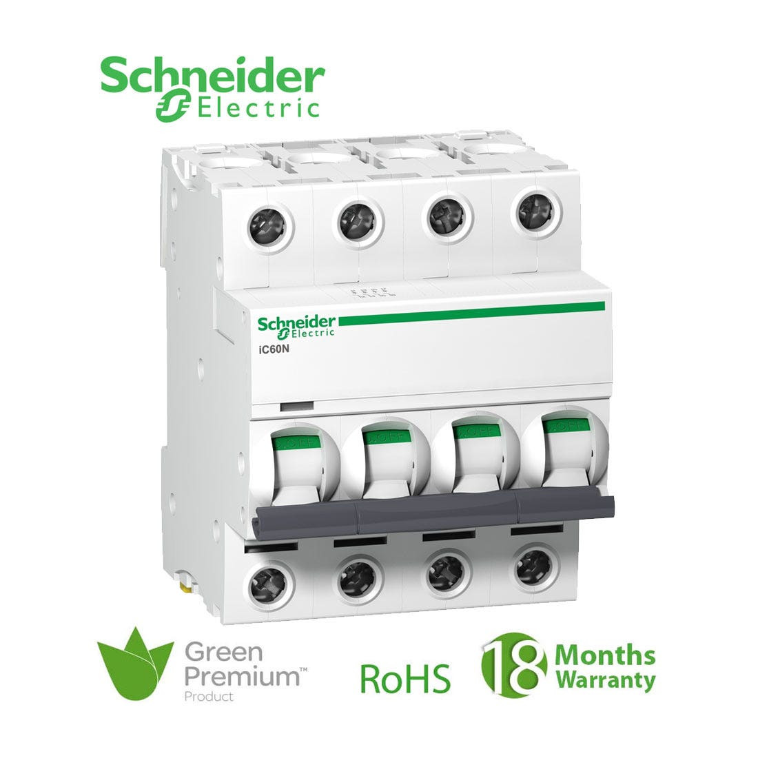 SCHNEIDER - MCB Breaker, Acti9 iC60N, 4P, 40A, B curve 