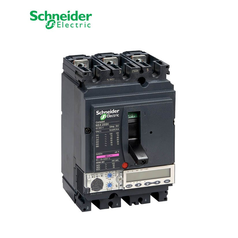 SCHNEIDER - MCCB Breaker, ComPact NSX250N, 50kA at 415 VAC, MicroLogic 5.2 A Trip Unit 160A, 3P 3d
