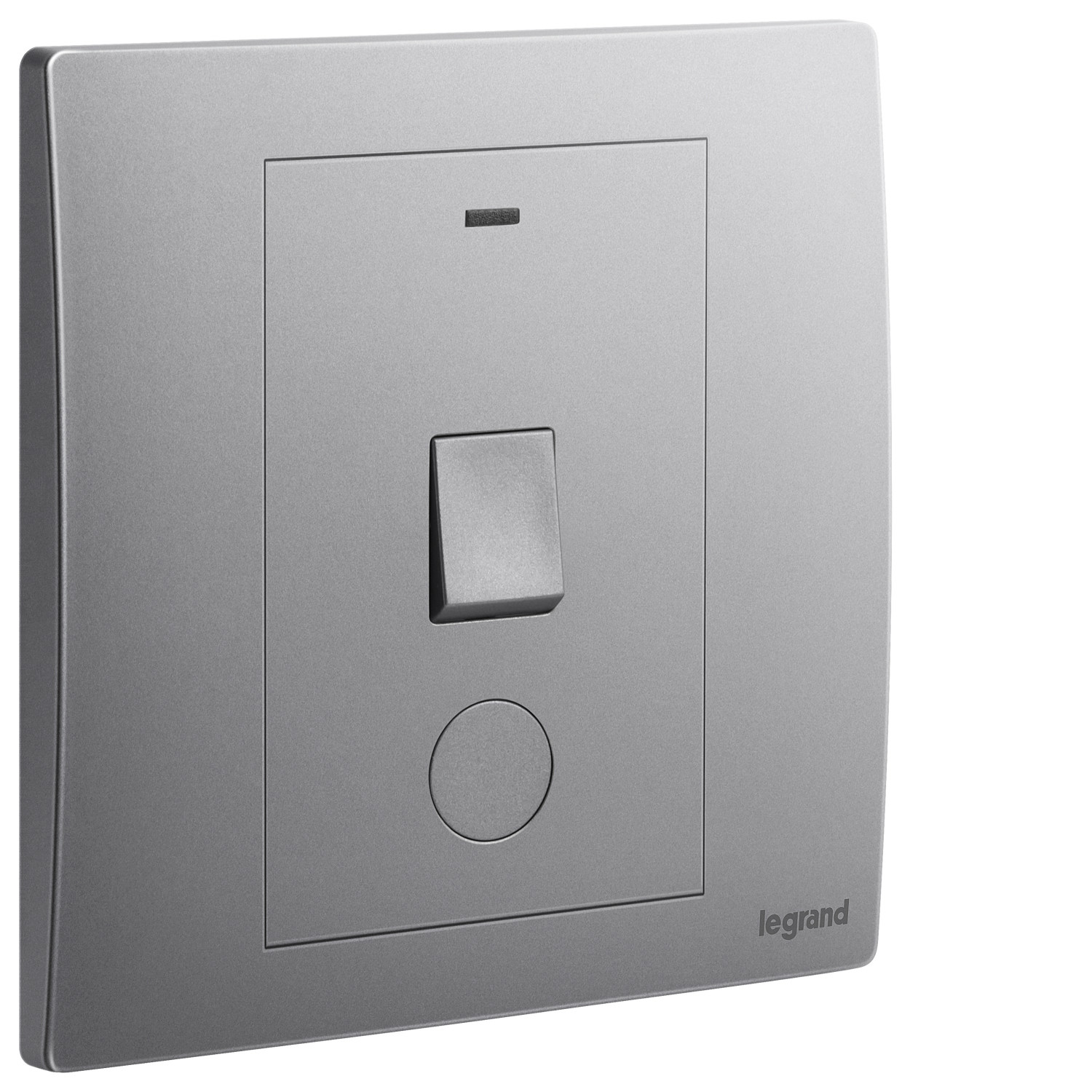 LEGRAND - Double Pole Switch Mallia, 1 Gang, 1 Way with LED Power Indicator and Cable Outlet 20 AX, 250 V~, Dark Silver
