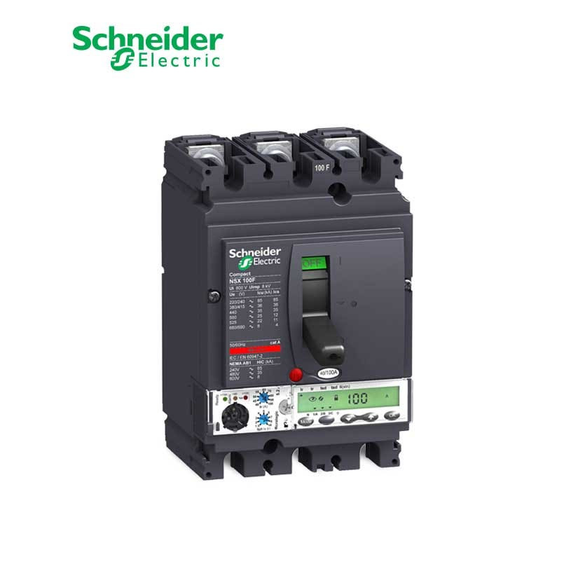 SCHNEIDER - MCCB Breaker, ComPact NSX100F, 36 kA at 415 VAC, MicroLogic 5.2A Trip Unit 40A, 3P 3d
