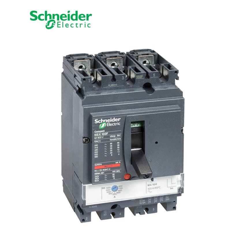 SCHNEIDER - MCCB Breaker, ComPact NSX100N, 3P 3d, 50kA at 415 VAC, MA Trip Unit 50A