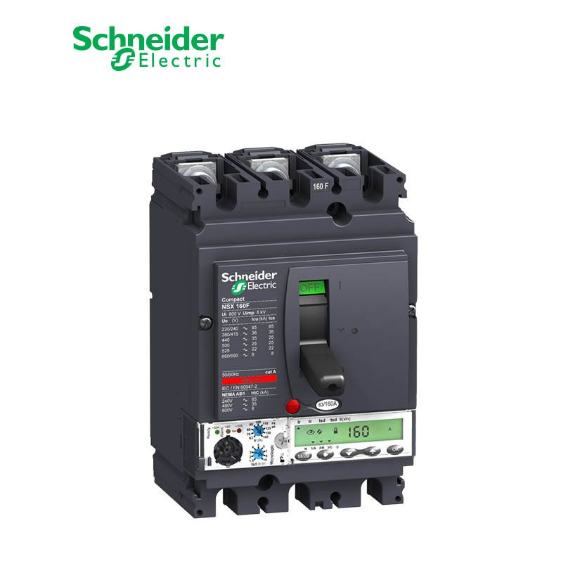SCHNEIDER - MCCB Breaker, ComPact NSX160F, 3P 3d, 36kA at 415 VAC, MicroLogic 5.2A Trip Unit 100A
