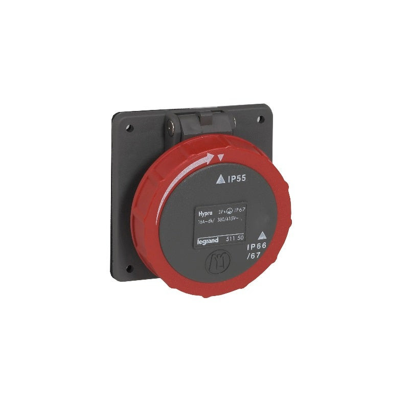 LEGRAND - Panel Mounting Socket Fixing Centre Hypra -IP66/67-55, 380/415 V~, 16 A, 3P+E