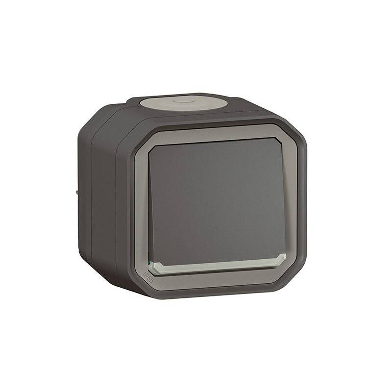 LEGRAND - Switch Indicator Plexo, IP55, 1 Gang, 2 Way, 10A, Surface Mounting, Anthracite