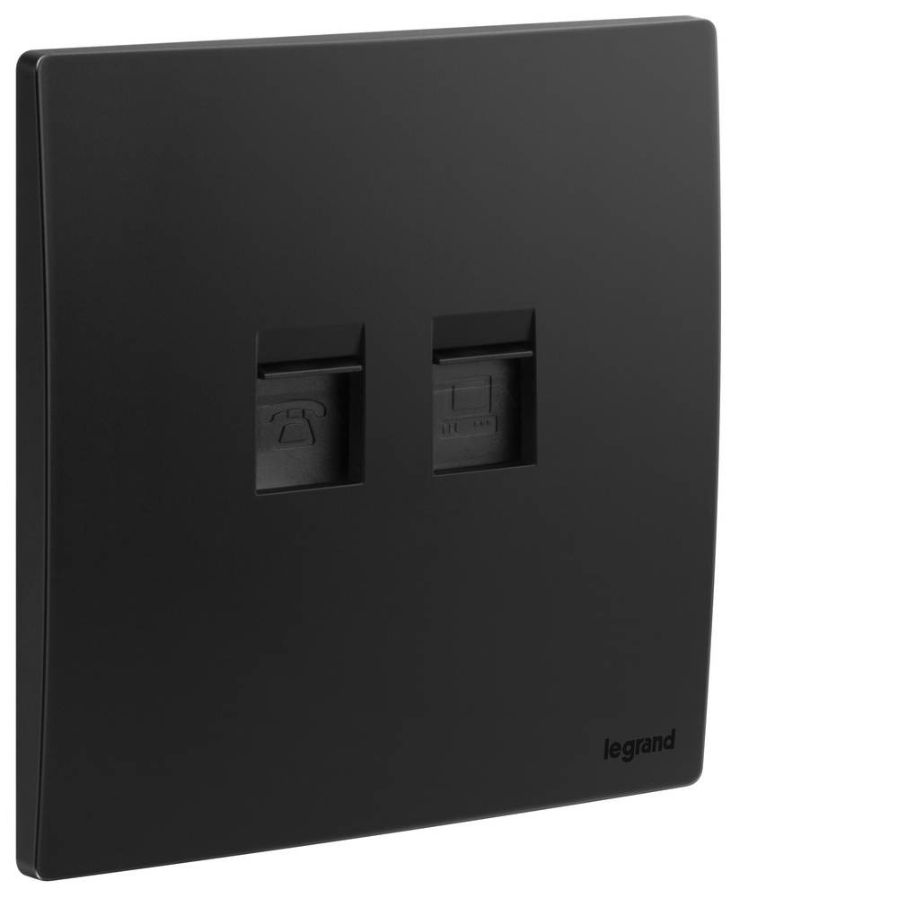 Legrand - Telephone Plug + Data Plug - RJ 11 + RJ 45 - CAT6 - Malia - Black