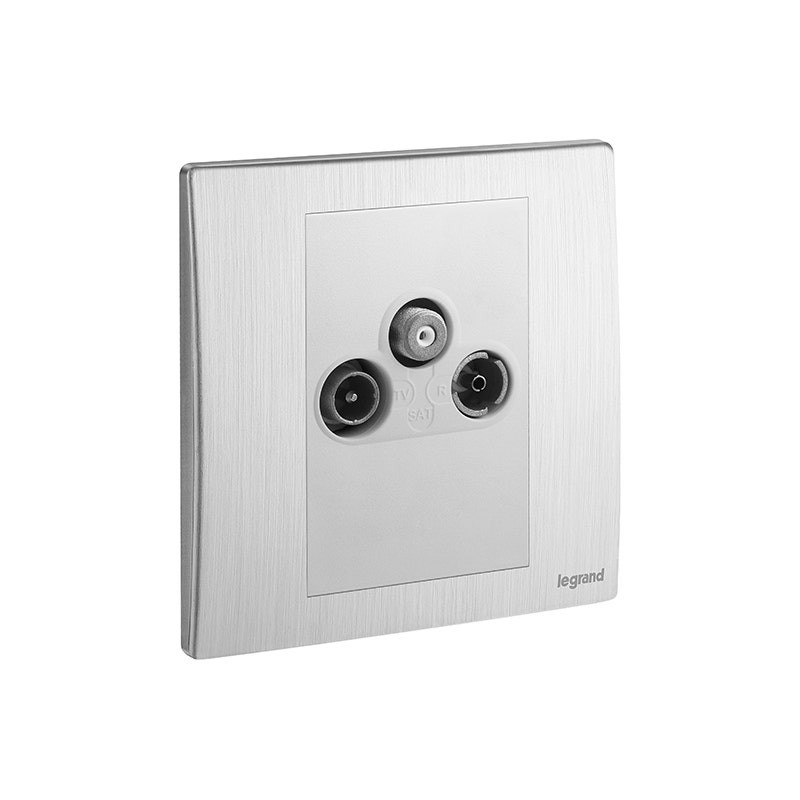 LEGRAND - TV-R-SAT Socket Outlet Mallia Senses, 1 Gang, Brushed Aluminium