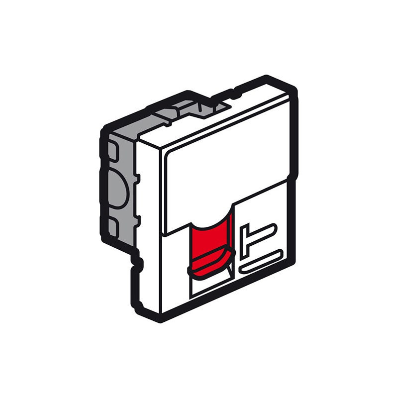 LEGRAND - Socket RJ45 Arteor, Cat. 6A UTP + Controlled Access, 2 Modules, Magnesium with Red Shutter