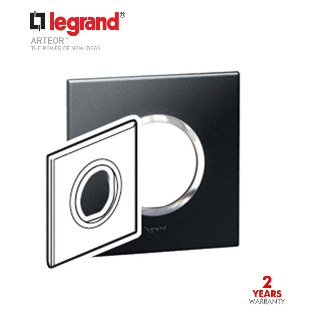LEGRAND - Plate 1G 2Mod Round BS, Graphite Arteor