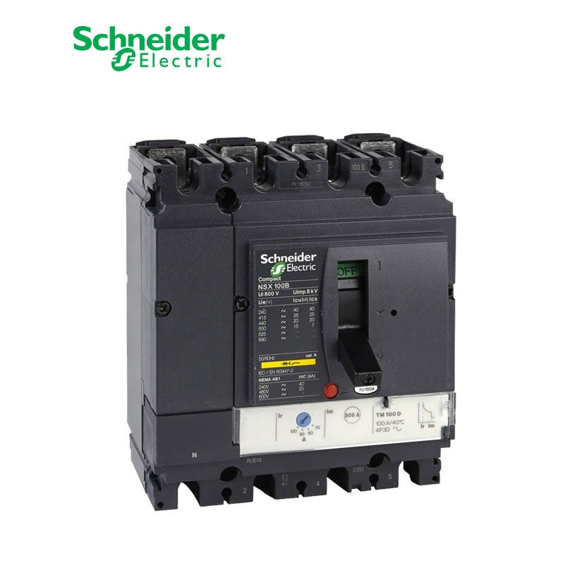 SCHNEIDER - MCCB Breaker, ComPact NSX100H, 4P 4d, 70kA at 415 VAC, TMD Trip Unit 50A