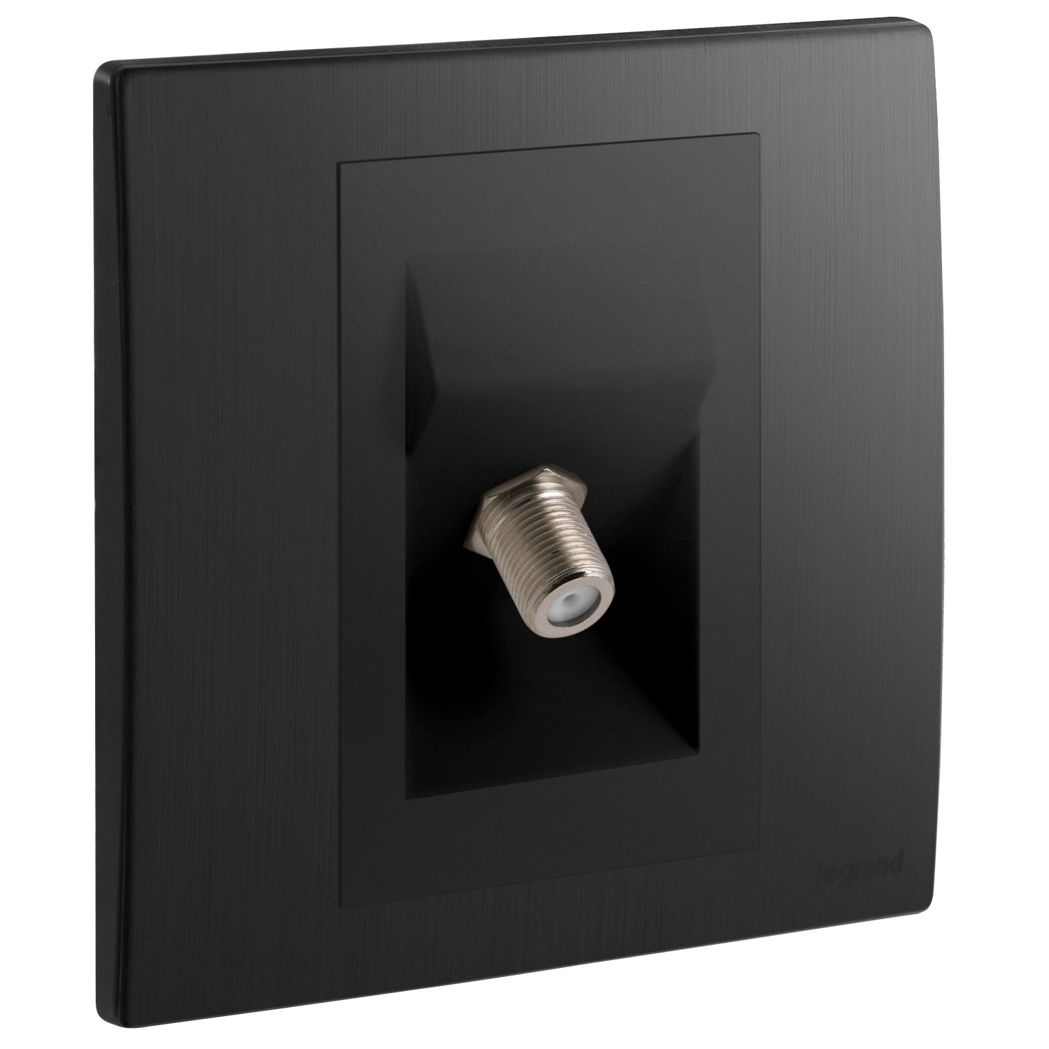 LEGRAND - TV Socket Mallia, Female 'F' Type Socket, Brushed Black