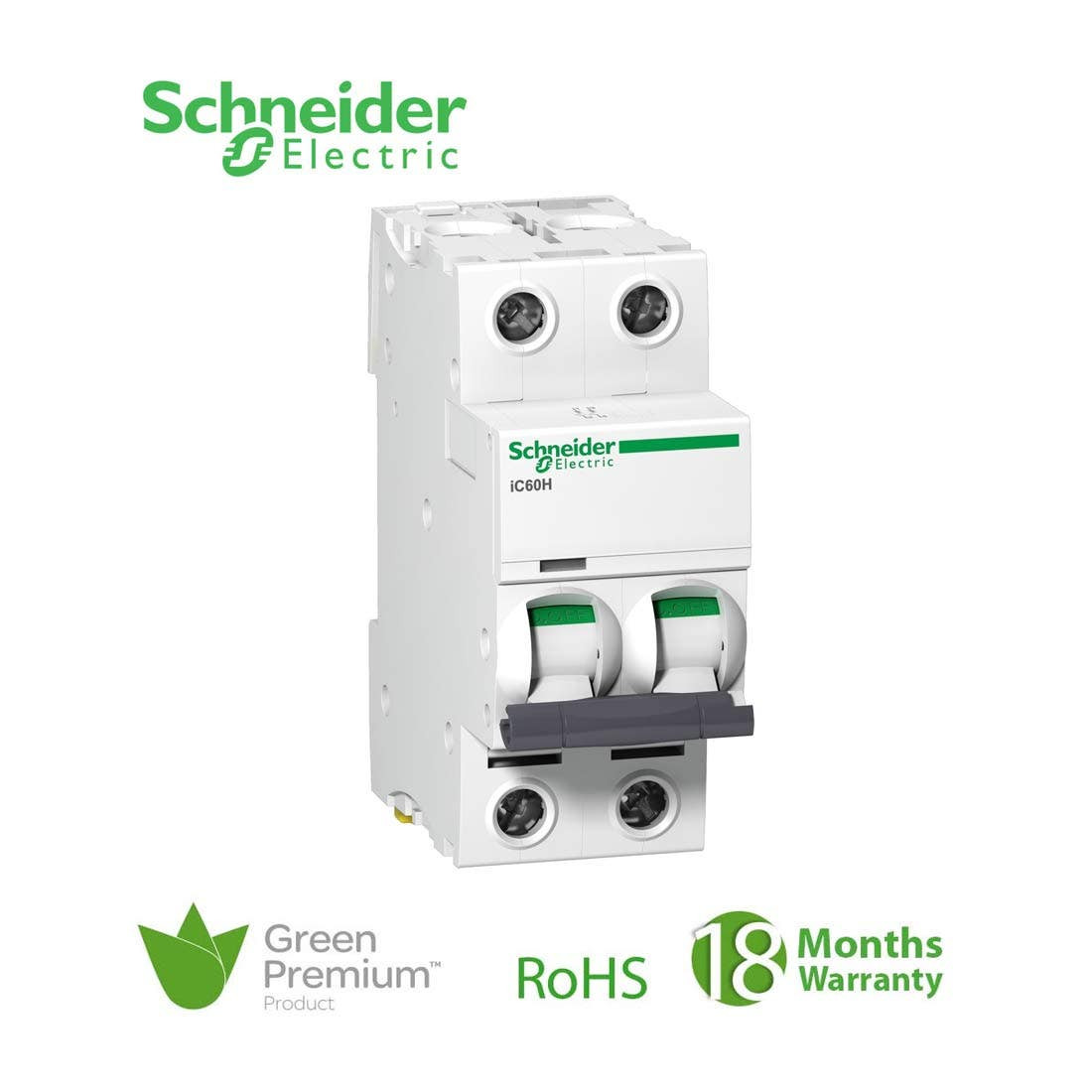 SCHNEIDER - MCB Breaker, Acti9 iC60H, 2P, 63A, D curve 