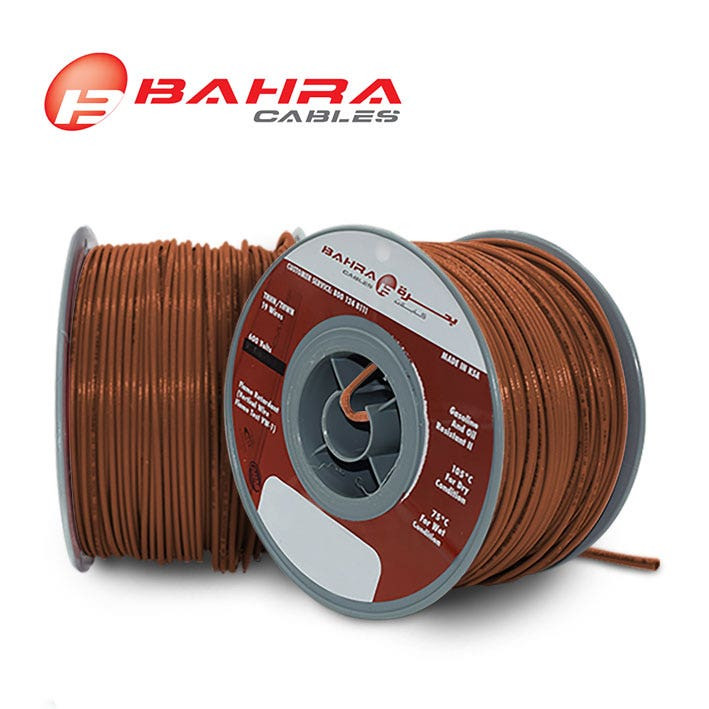 بحرة - سلك كهربائي نحاس - المواصفات الأمريكية - THHN - مقاس 14 AWG - بني - 600 فولت - 152.44 متر