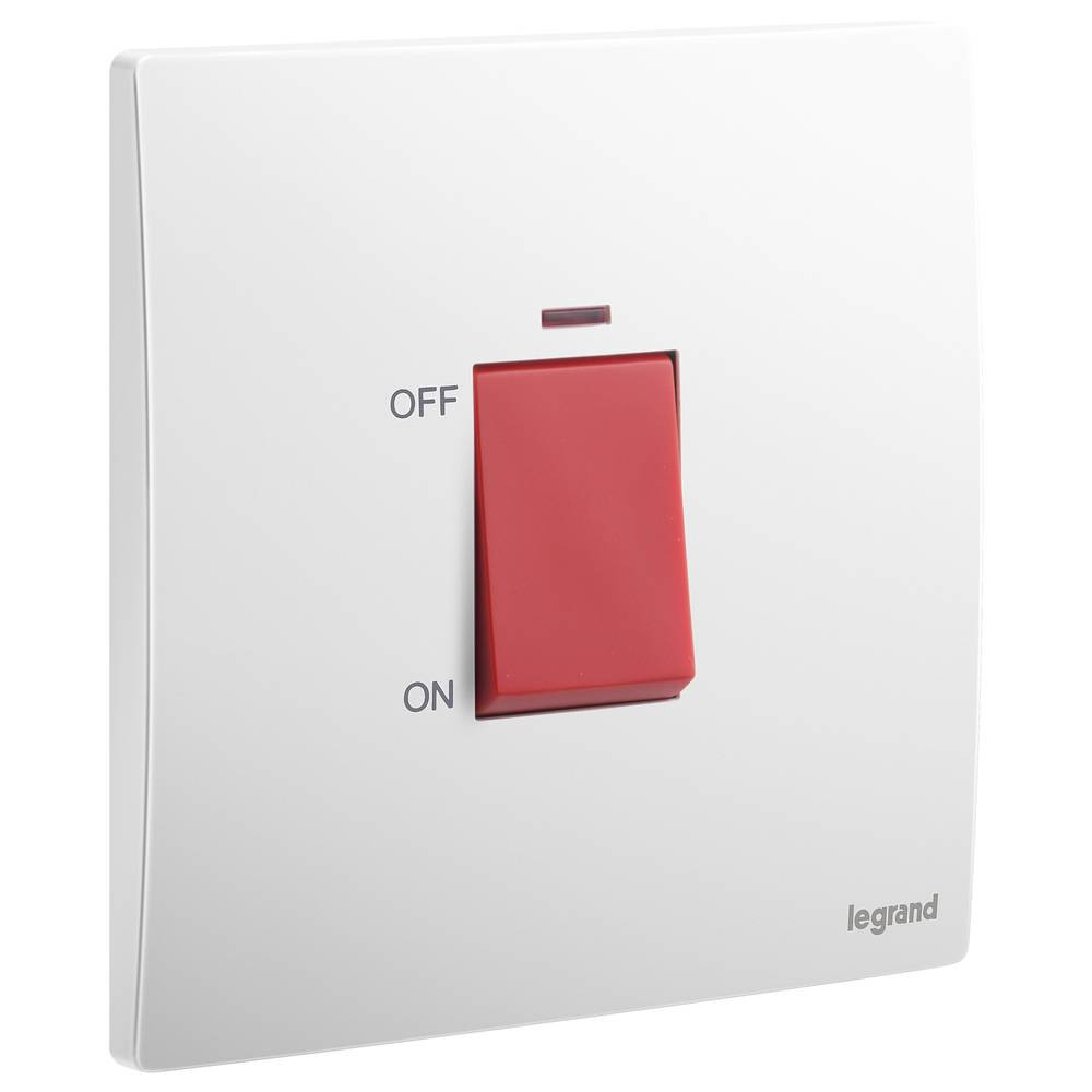 Legrand - Malia Air Conditioner Switch - 45 Amp - 250 Volt - With Indicator Lamp - White