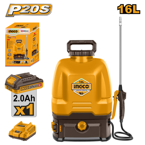 Cordless sprayer20V 16L 5bar with battery & chargerمرشة مبيدات 20 فولت 16 لتر مع بطارية وشاحن