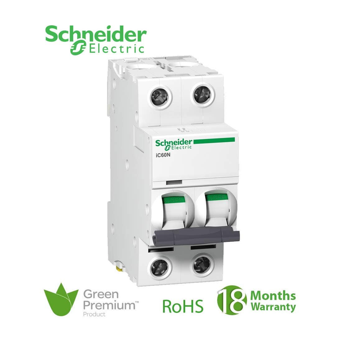SCHNEIDER - MCB Breaker, Acti9 iC60N, 2P, 20A, D curve 