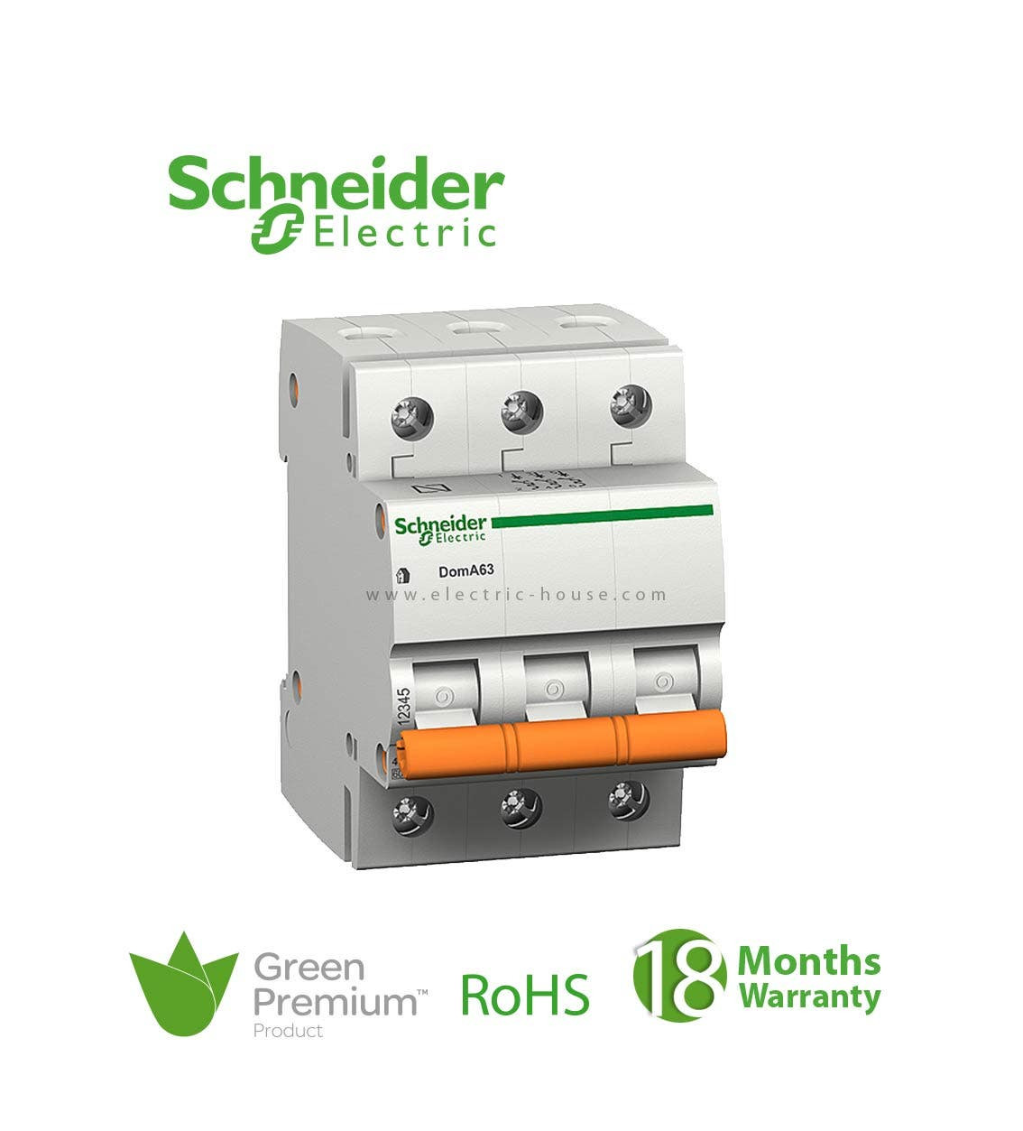 SCHNEIDER - MCB Breaker, Domae, 3P, 32A, C curve, 6000A