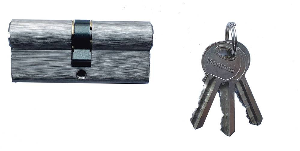 Door Lock Heart | MONTANA - 70 mm / 3 KEYS - NICKLE