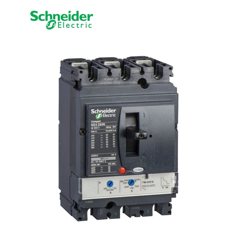 SCHNEIDER - MCCB Breaker, ComPact NSX250N, 50kA at 415 VAC, TMD Trip Unit 160A, 3P 3d