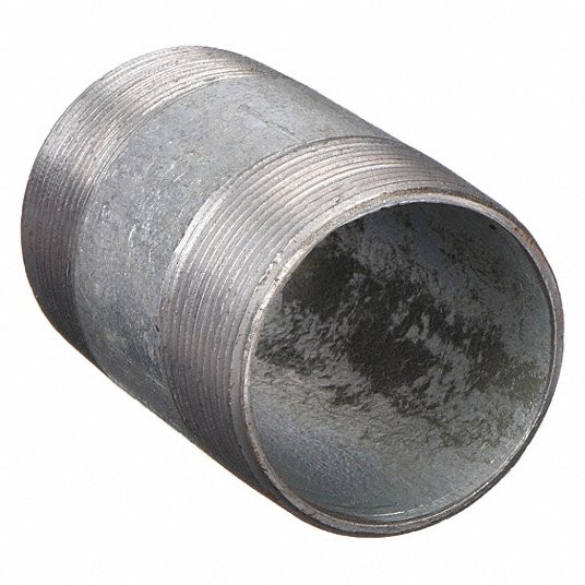 Nipple, Galvanized Steel, 3/4 in Nominal Pipe Size, 3 in Overall Lg, Threaded on Both Ends, Welded