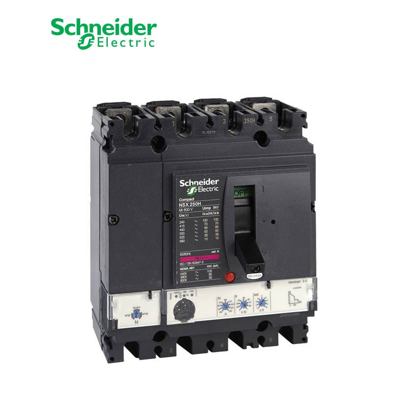 SCHNEIDER - MCCB Breaker, ComPact NSX250H, 4P 4d, 70kA at 415 VAC, MicroLogic 2.2 Trip Unit 250A