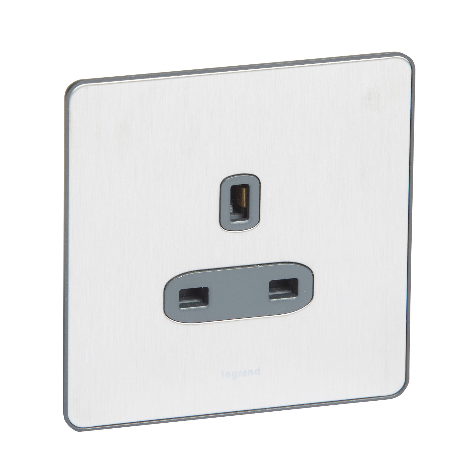 LEGRAND - British Standard Synergy -1 Gang UnSwitch -13 A -250 V~ Sleek Design Brushed Stainless Steel