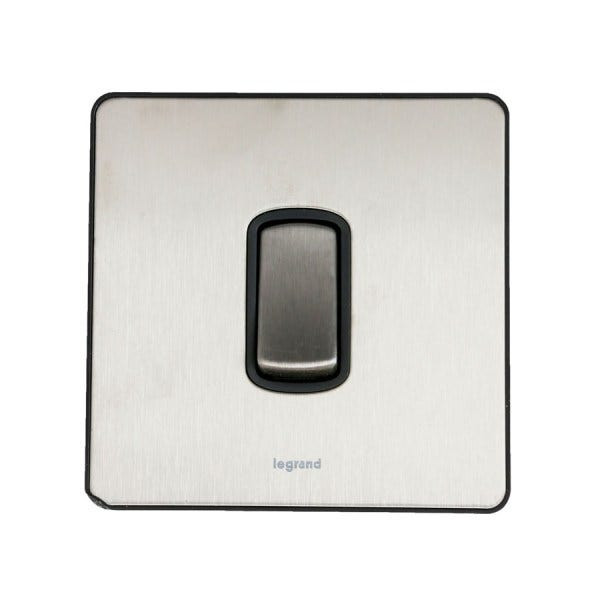 LEGRAND - Single Pole Intermediate Switch Synergy, 10 AX 250 V~ Sleek Design Brushed Stainless Steel