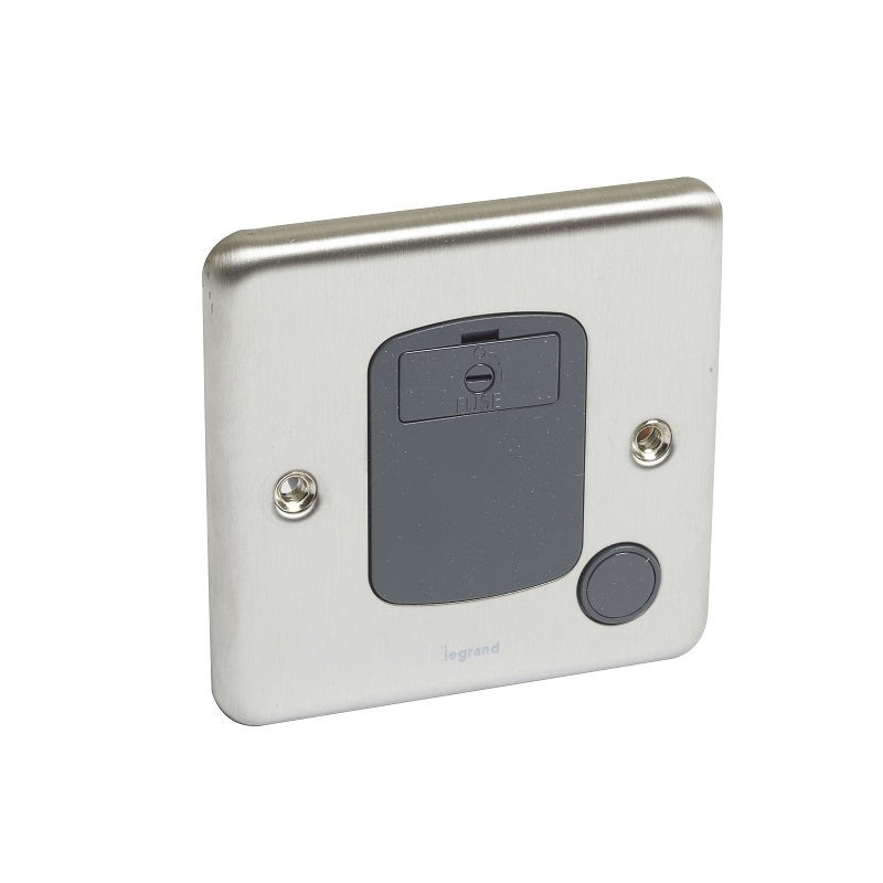 LEGRAND - Fused Connection, 13 A, 250 V, UnSwitch + Cord Outlet + Brushed Stainless Steel, Authentic
