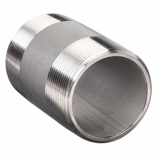 Nipple: 1/4Inch, Male, NPT, 316 Stainless Steel, 2Inch L, Threaded on Both Ends