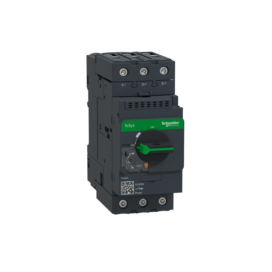 SCHNEIDER - Motor Circuit Breaker, TeSys Deca Frame 3, 3P, 70-80A, Thermal Magnetic, EverLink Terminals