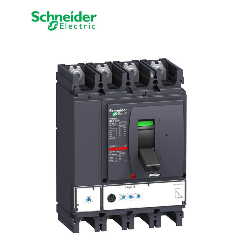 SCHNEIDER - MCCB Breaker, ComPact NSX400F, 4P 4d, 36kA at 415 VAC, MicroLogic 2.3 Trip Unit 400A