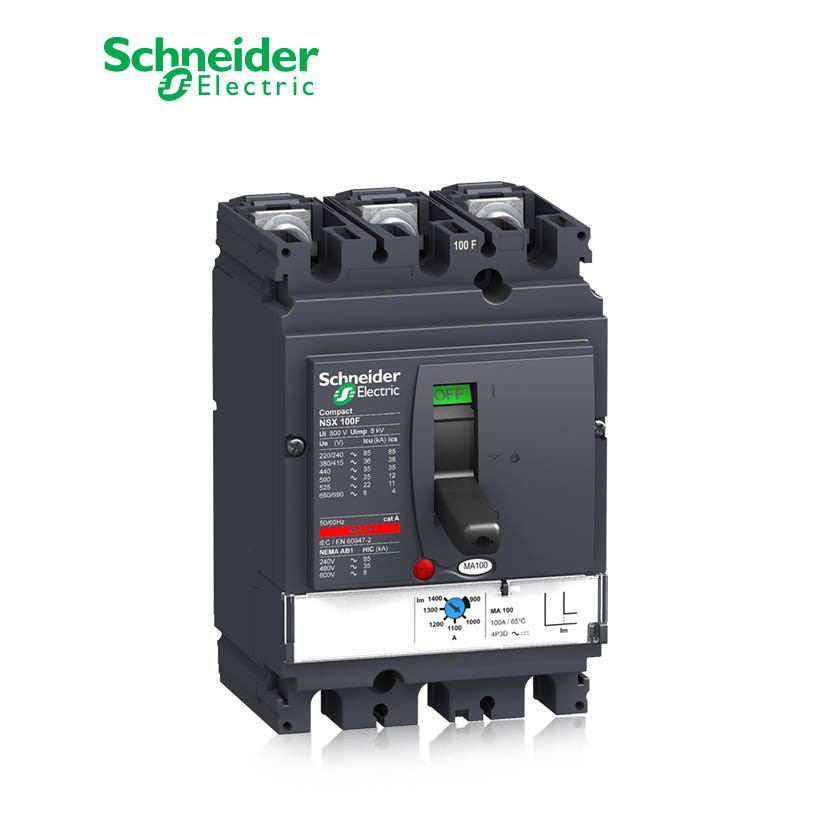 SCHNEIDER - MCCB Breaker, ComPact NSX100F, 36 kA at 415 VAC, MA Trip Unit 12.5A, 3P 3d